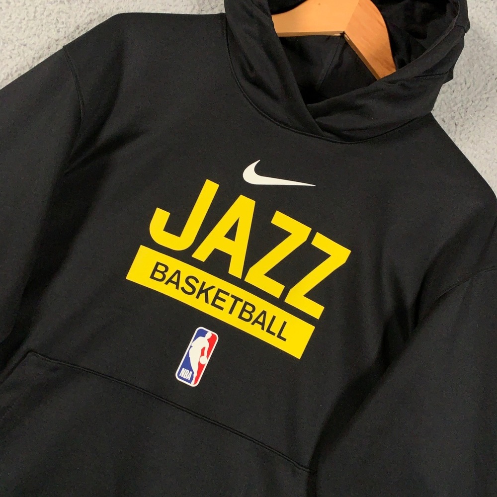 Nike Utah Jazz Team Issued Spotlight Hoodie Men's Large L Black Pullover NBA